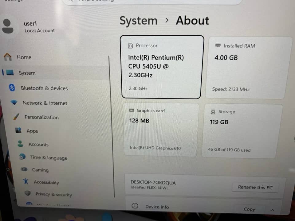 Lenovo Flex 14IWL Computers 120GB 4GB Used - Good