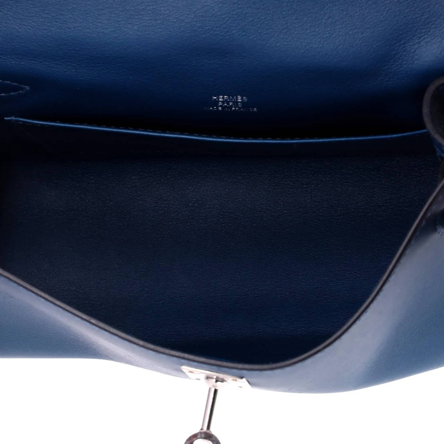 Hermès Kelly Pochette Women's bags Bleu Nuit Swift Palladium New