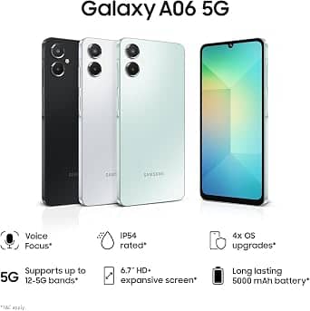 Samsung Galaxy A06 5G Cell Phones Black 128GB Unlocked New