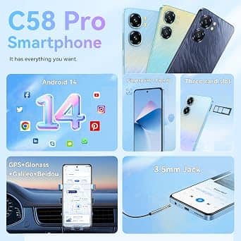 OUKITEL C58 Pro Cell Phones Blue 256GB T-Mobile New