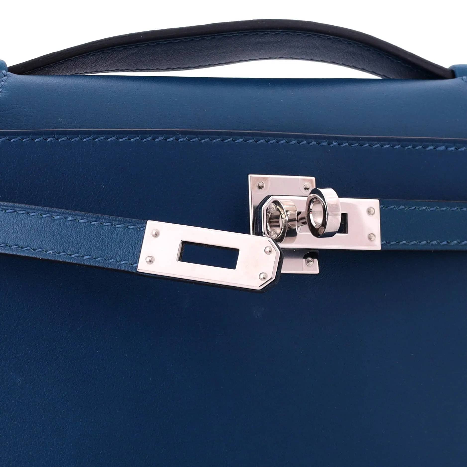 Hermès Kelly Pochette Women's bags Bleu Nuit Swift Palladium New