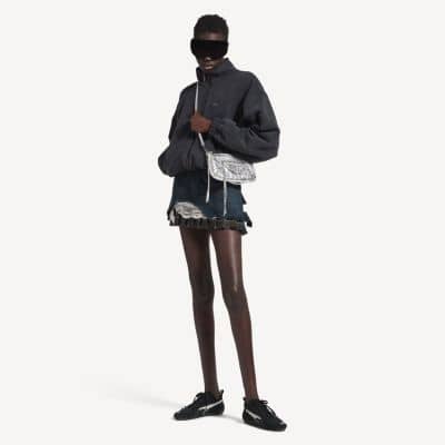 Balenciaga Le City Pouch Women's bags Beige Canvas And Suede Gold New