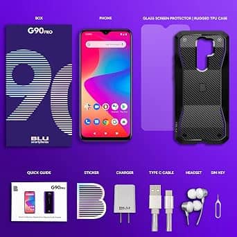 BLU G90 Pro Cell Phones Purple 128GB Unlocked New