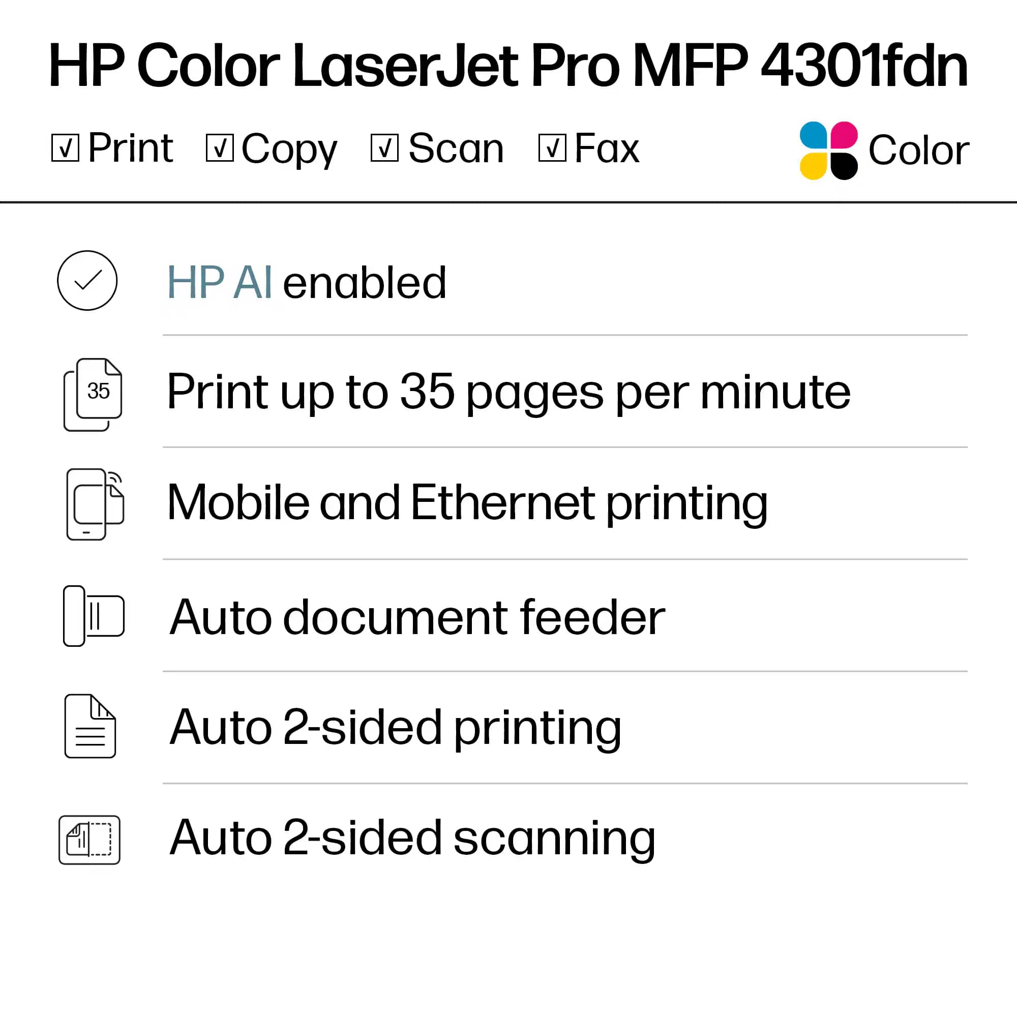 HP LaserJet Pro 4301fdn Printers New