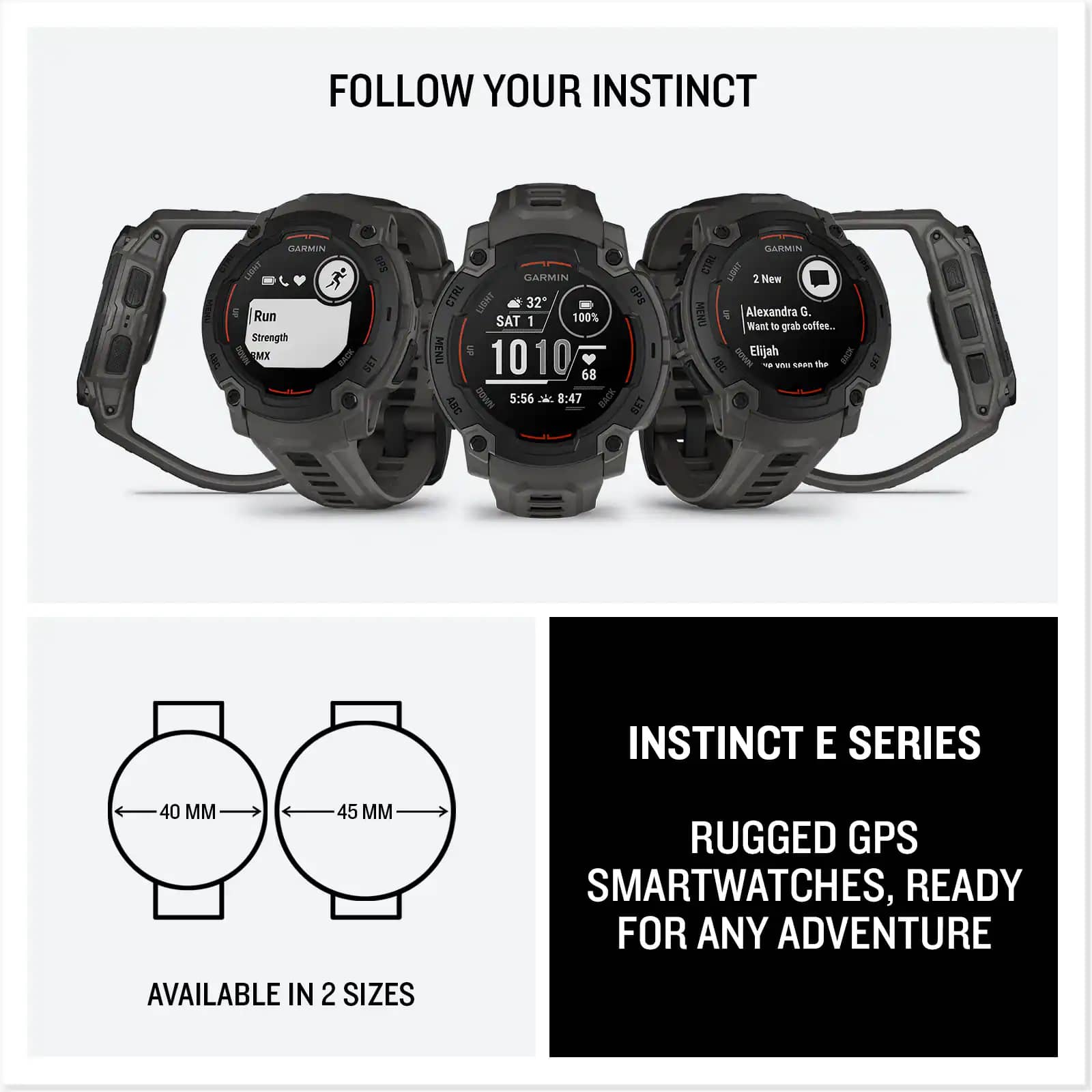 Garmin Garmin Instinct E Smartwatches Black 45mm New