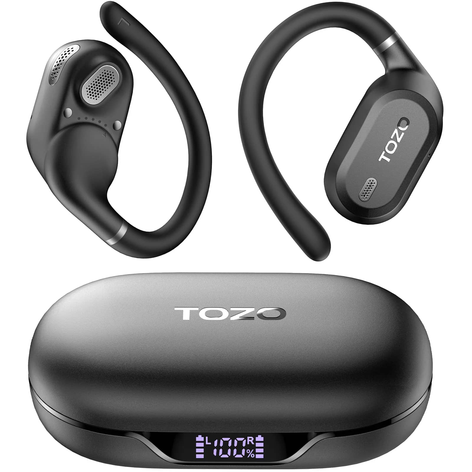 TOZO Open Wear Headphones & Earbuds Black New