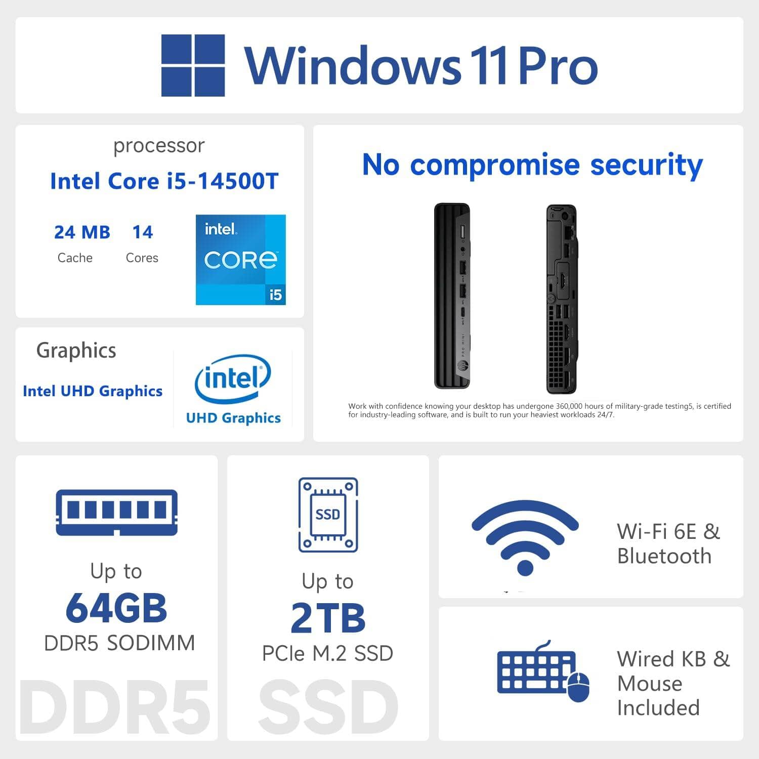 HP ProDesk 400 G9 Mini Computers 256GB 8GB Refurbished - Excellent