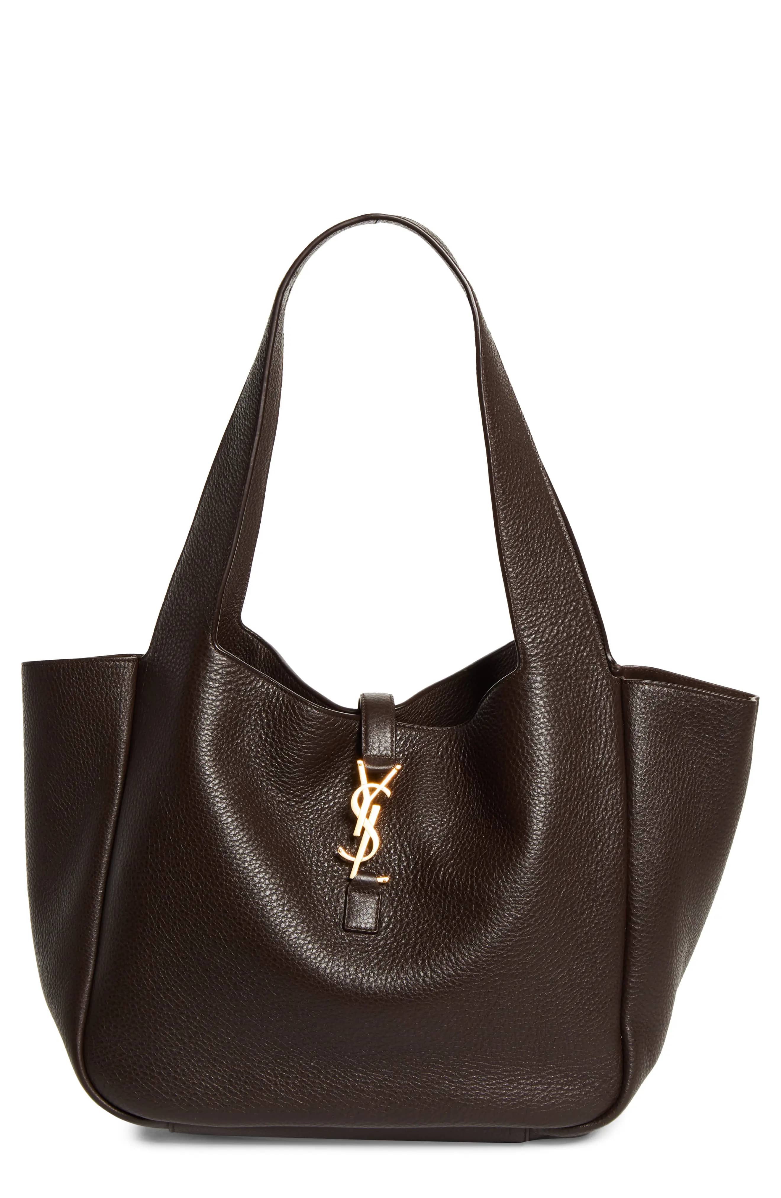 Saint Laurent Le 5 à 7 Tote Women's bags Brown Suede Gold New