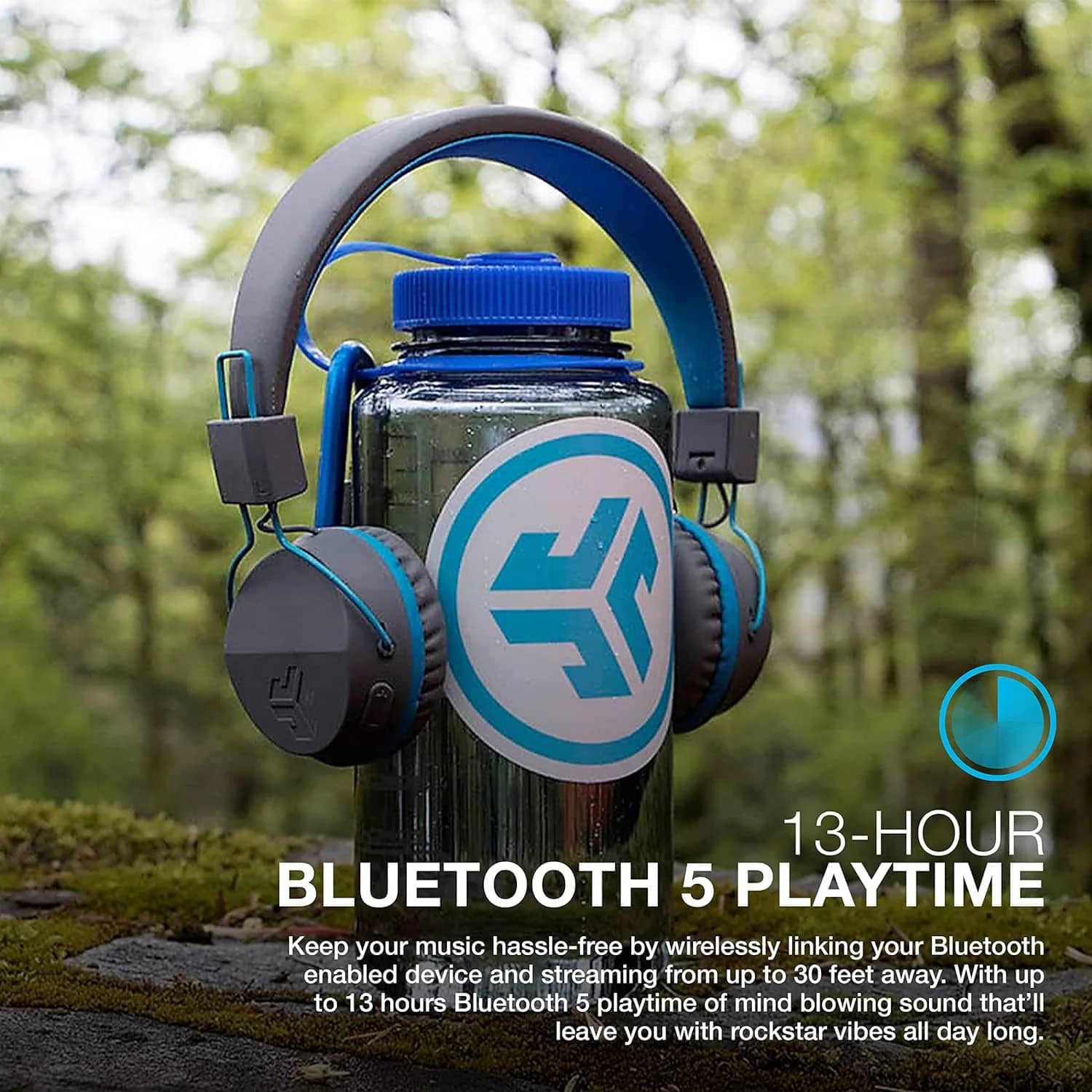 JLab NEONHPBT-GRYBLU Headphones & Earbuds Blue New