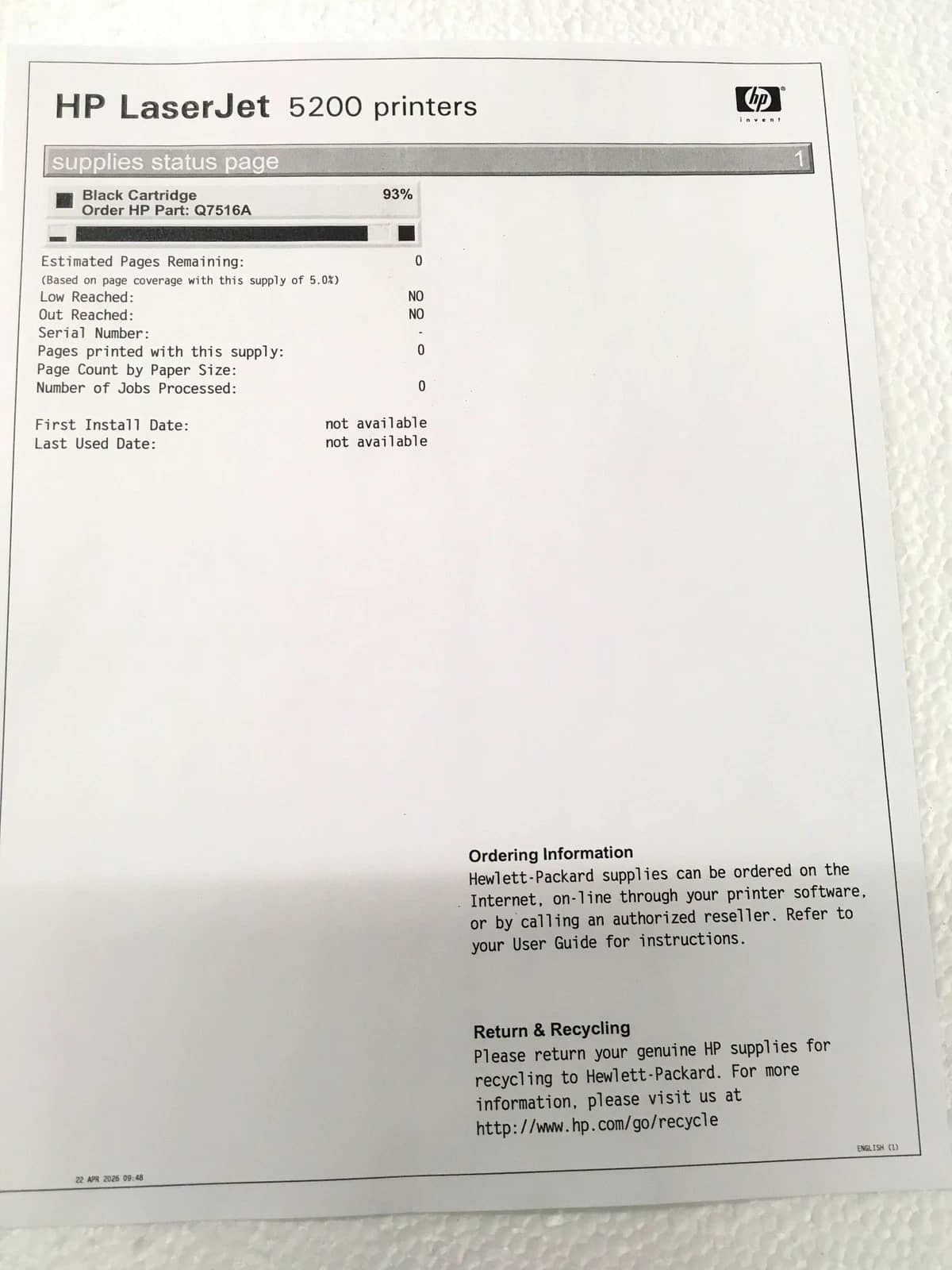 HP 5200tn Printers Used - Good