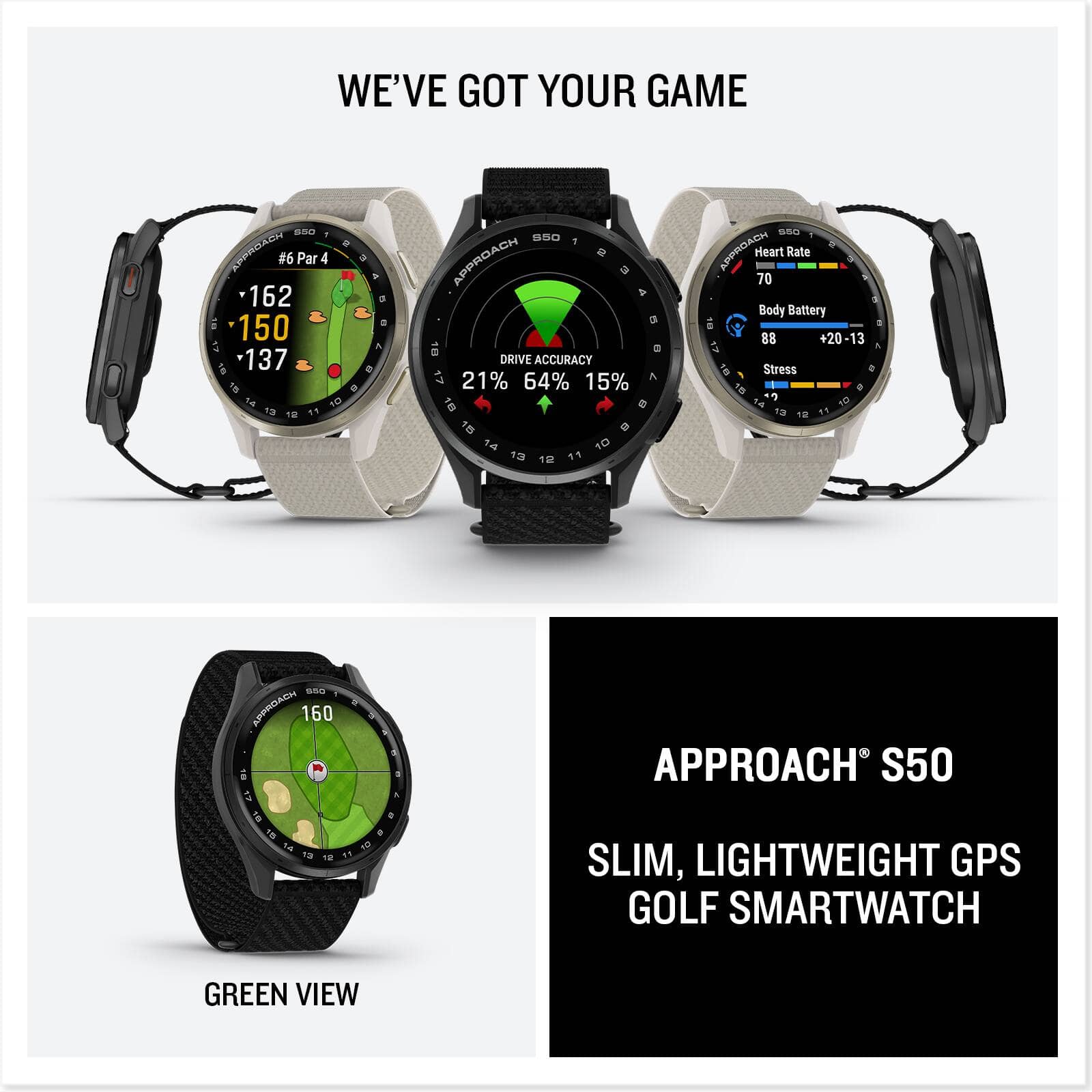 Garmin Approach S50 Smartwatches Black 43mm New