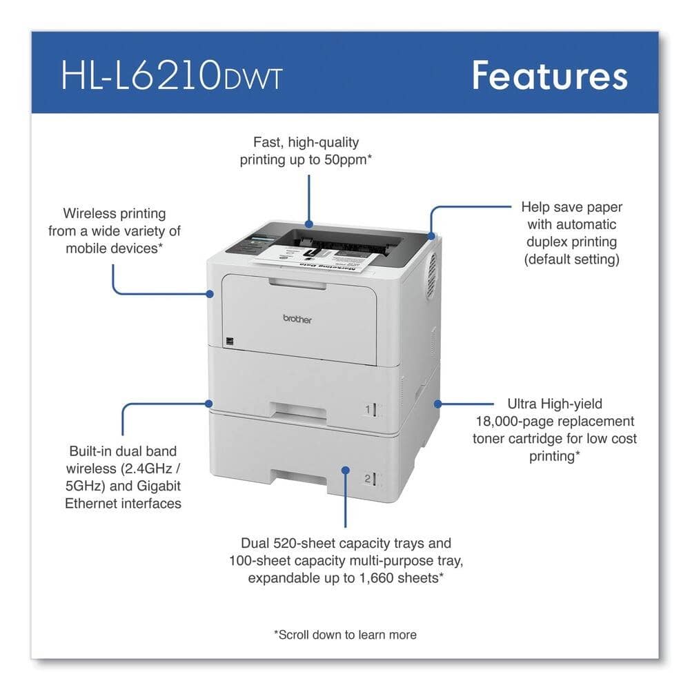 Brother HL-L6210DWT Printers New