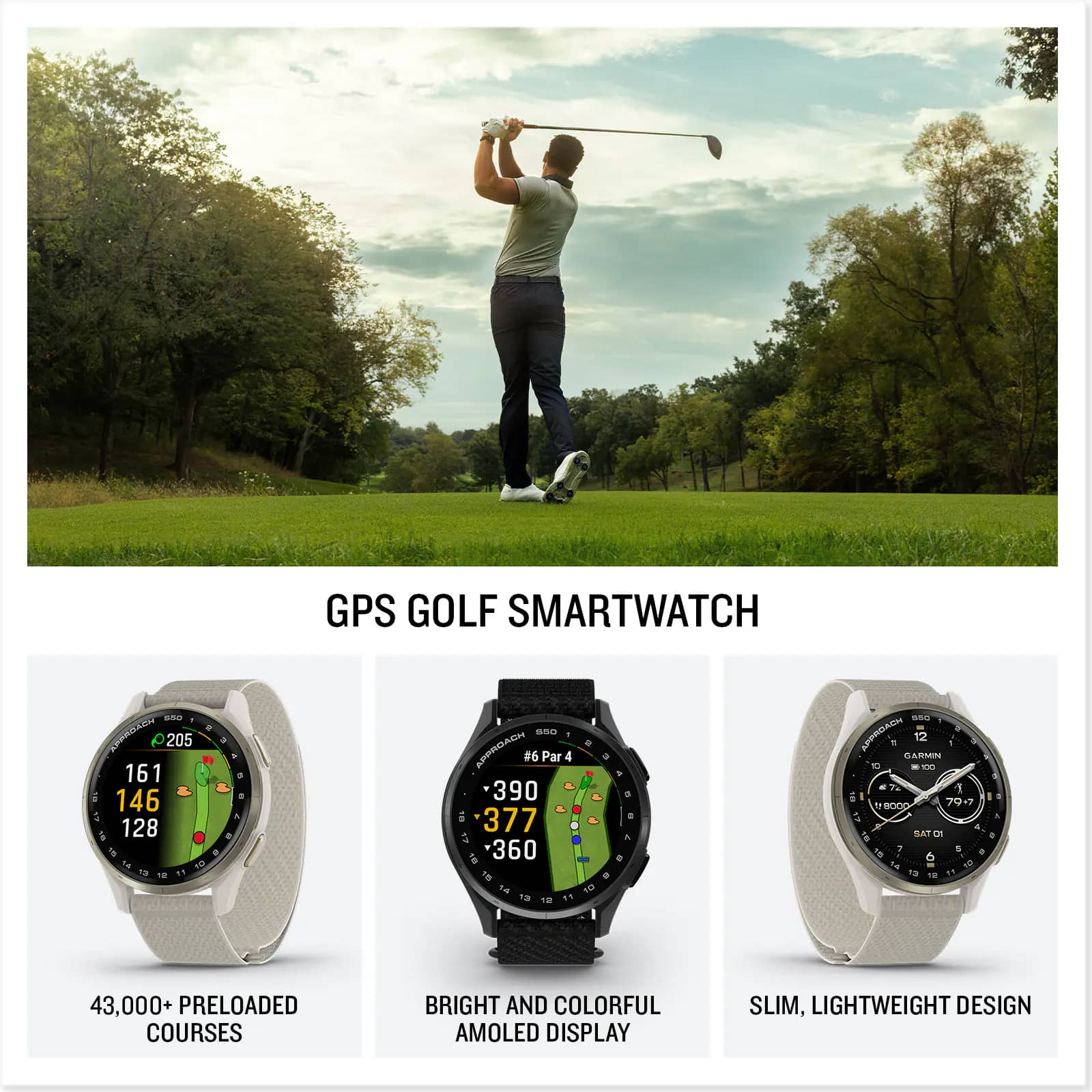 Garmin Approach S50 Smartwatches Black 43mm New