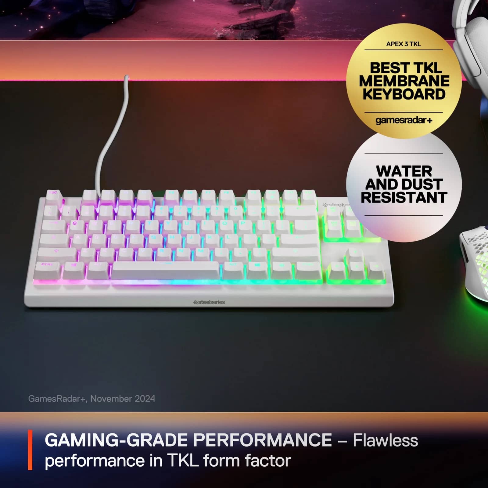 SteelSeries Apex 3 TKL Keyboards New White