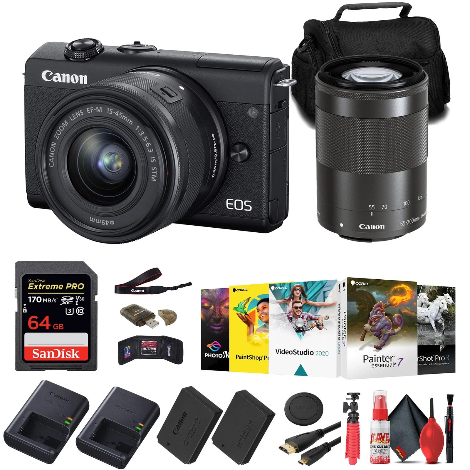 Canon EOS M200 Digital Cameras Black New w/ 15-45mm Kit