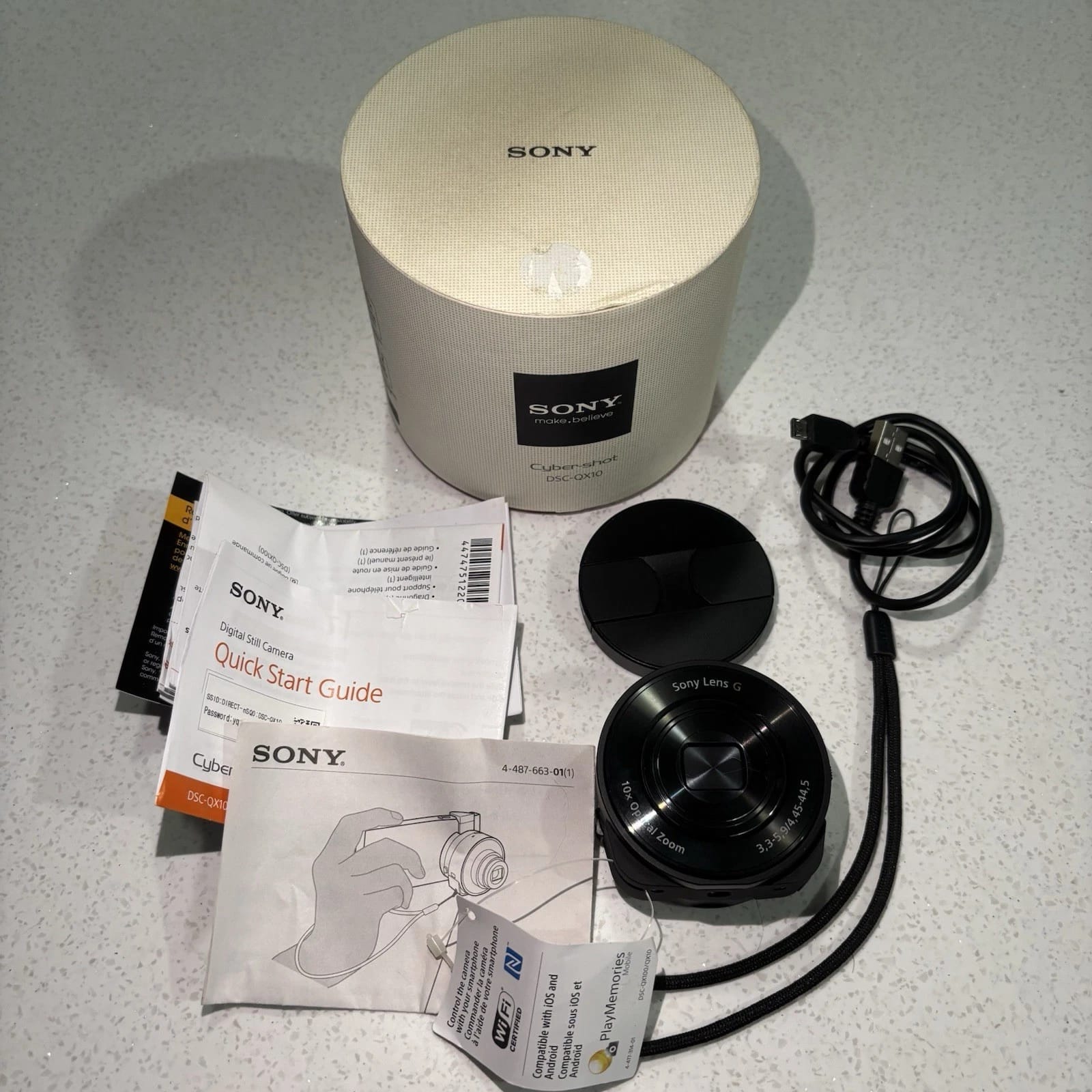 Sony DSC-QX10 Digital Cameras White New Body Only