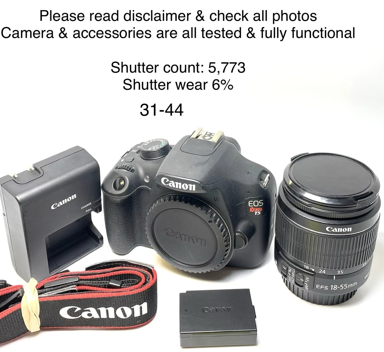 Canon T5 / EOS 1200D Digital Cameras Black Used - Good 18-55mm IS II Kit