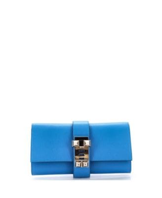 Hermès Médor Clutch Women's bags Bleu Nuit Chevre Mysore Palladium New
