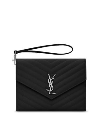 Saint Laurent Cassandre Matelassé Pouch Women's bags Unspecified Black Grain De Poudre Gold New