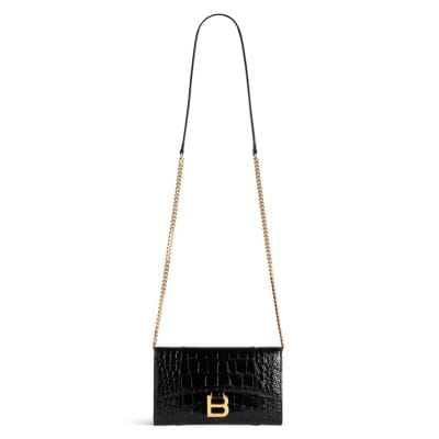 Balenciaga Hourglass Crossbody Women's bags Unspecified Black Crocodile New
