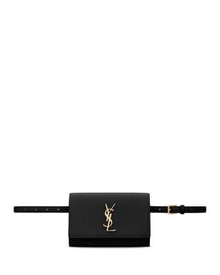 Saint Laurent Kate Belt Bag Women's bags Small Black Grain De Poudre Gold New