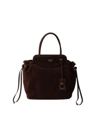 Prada Carry Women's bags Medium Brown Suede New