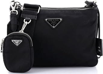 Prada Double Shoulder Bag Women's bags Small Black Nylon And Saffiano Leather New