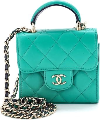Chanel Classic Flap Clutch Women's bags Unspecified Green Lambskin Gold New