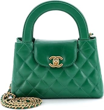 Chanel Kelly Tote Women's bags Nano Grey Shiny Aged Calfskin Gold New