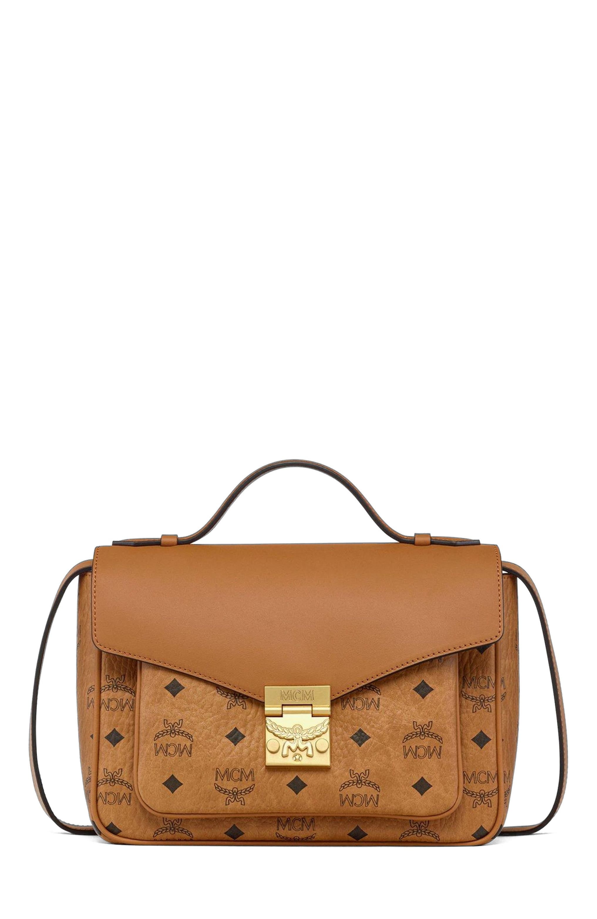 MCM Tracy Top Handle Women's bags Small Cognac Visetos New