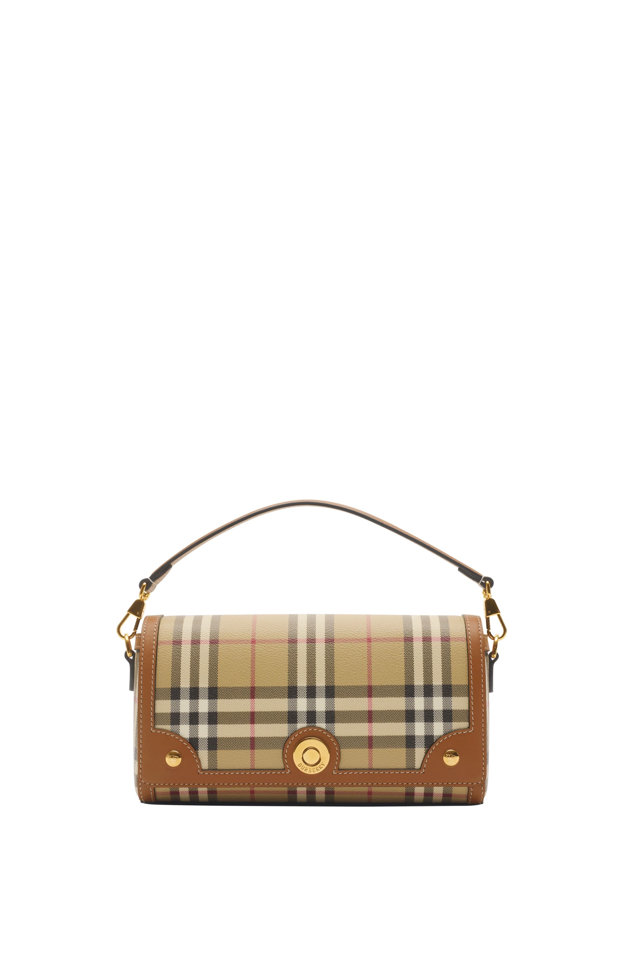 Burberry Note Top Handle Women's bags Small Brown Burberry Check Coated Canvas / Leather Trim New