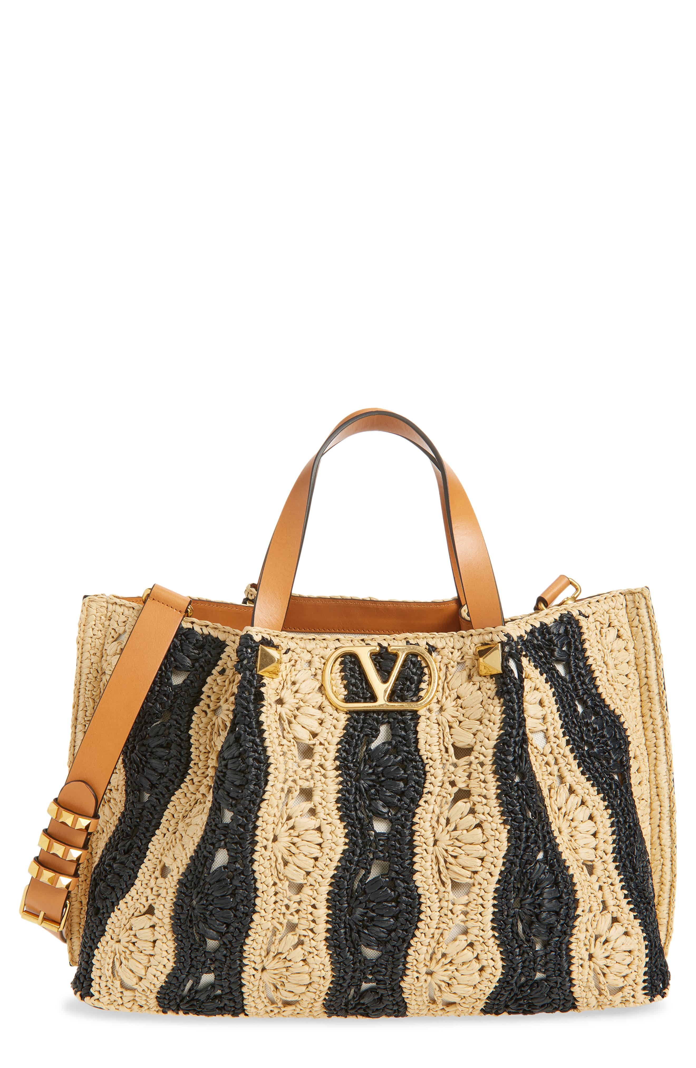Valentino Garavani VLogo Signature Tote Women's bags Black Raffia New