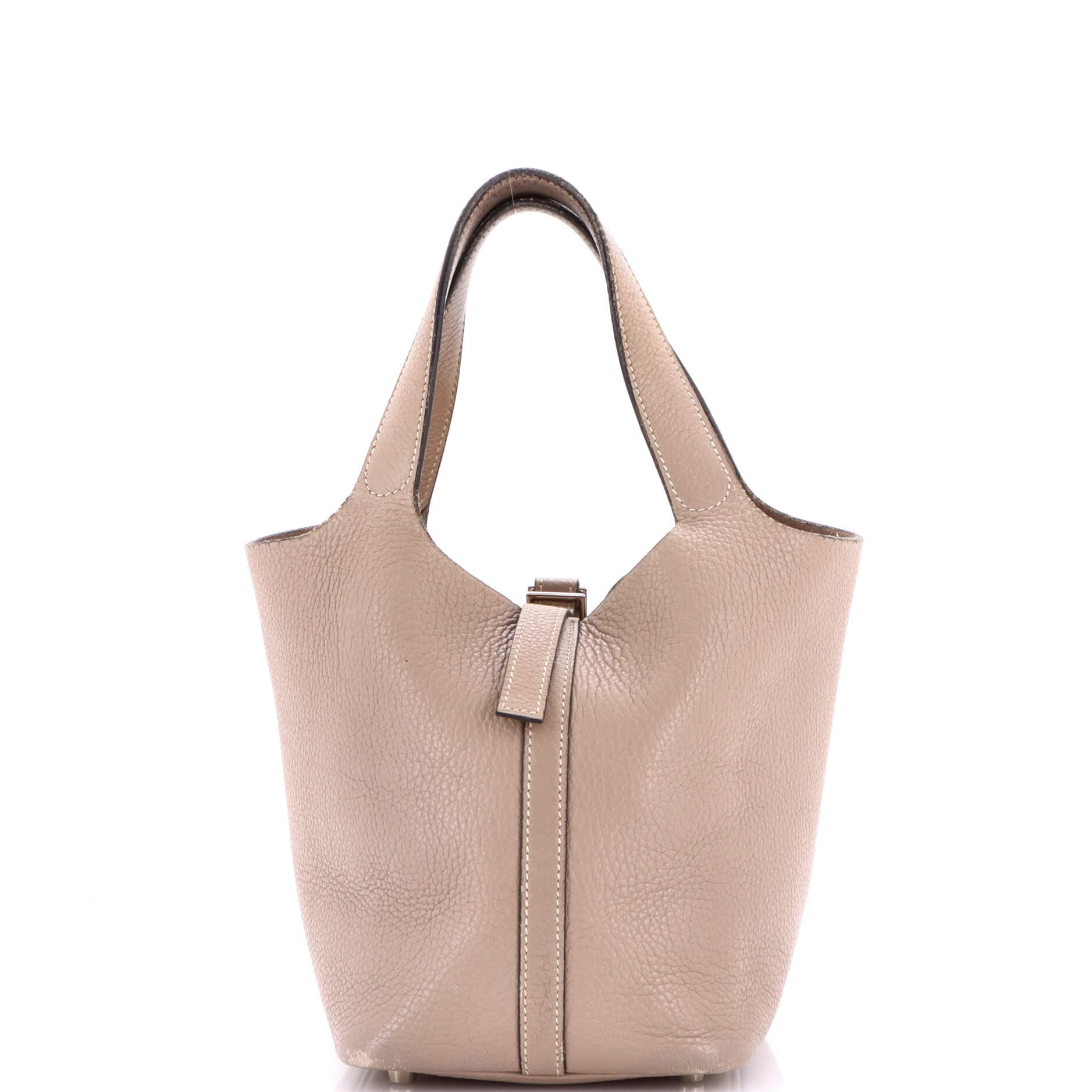Hermès Picotin Bucket Bag Women's bags MM Bleu Nuit Felt Palladium New