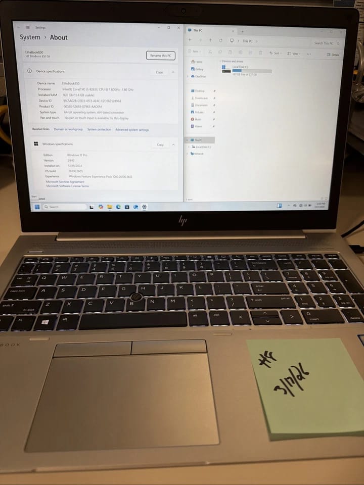 HP EliteBook 850 G6 Computers 128GB 8GB Used - Good