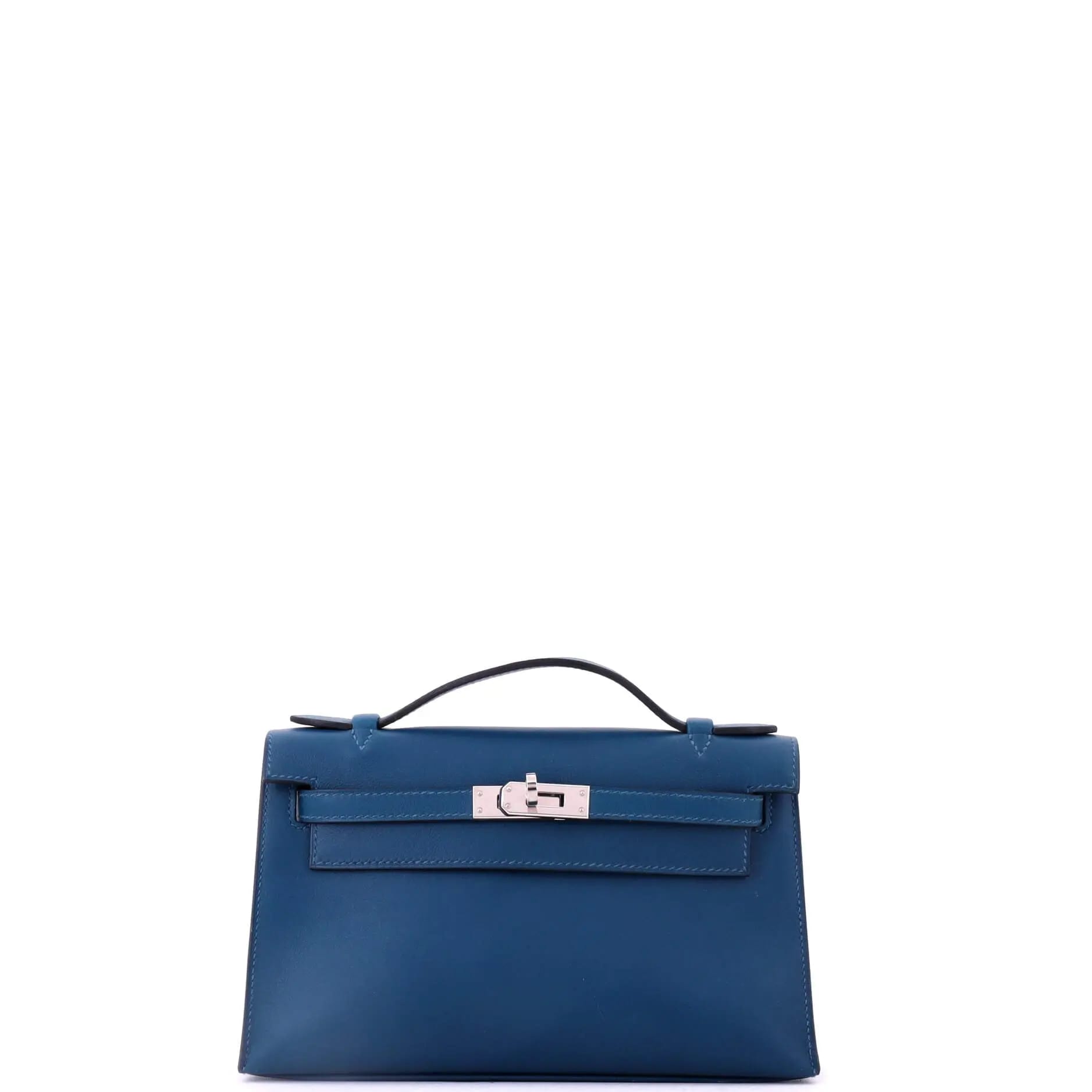Hermès Kelly Pochette Women's bags Bleu Nuit Swift Palladium New