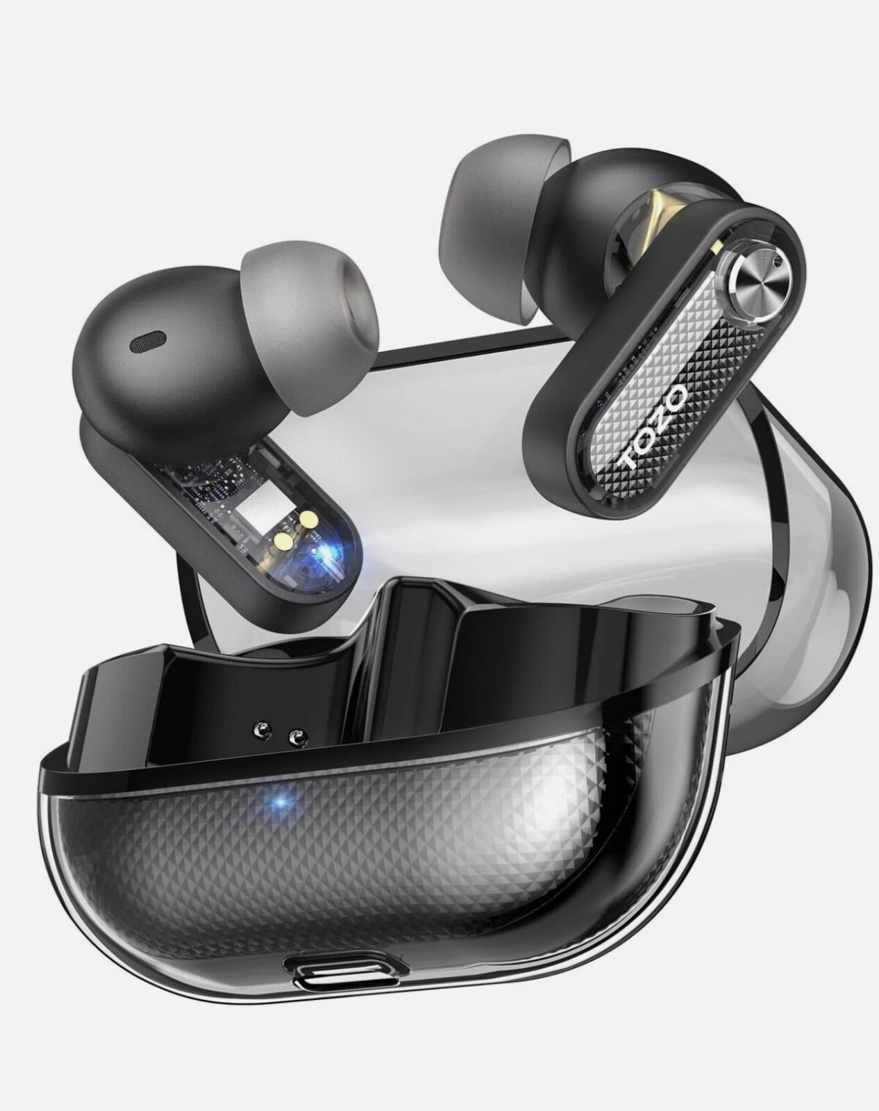 TOZO Crystal Pods Headphones & Earbuds White New