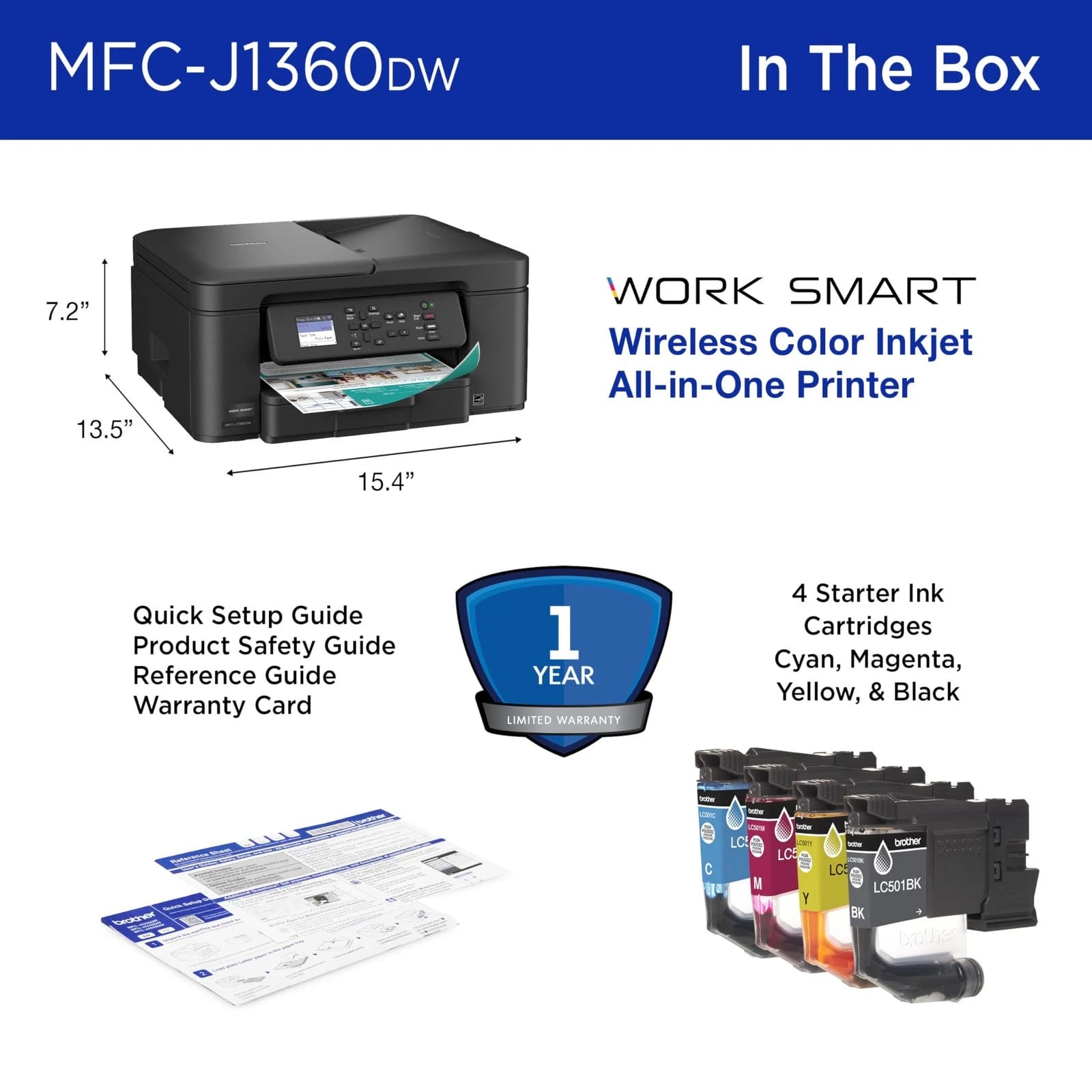 Brother MFC-J1360DW Printers Black New