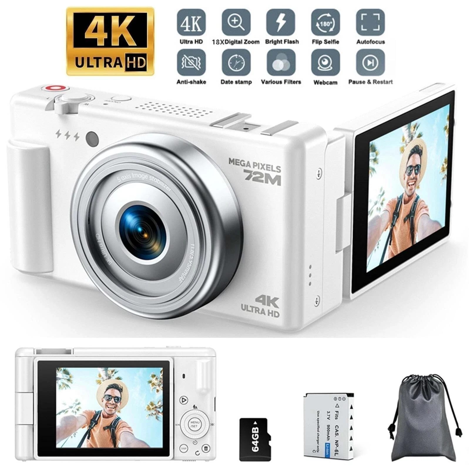 Campark AC18 Digital Cameras White New Body Only