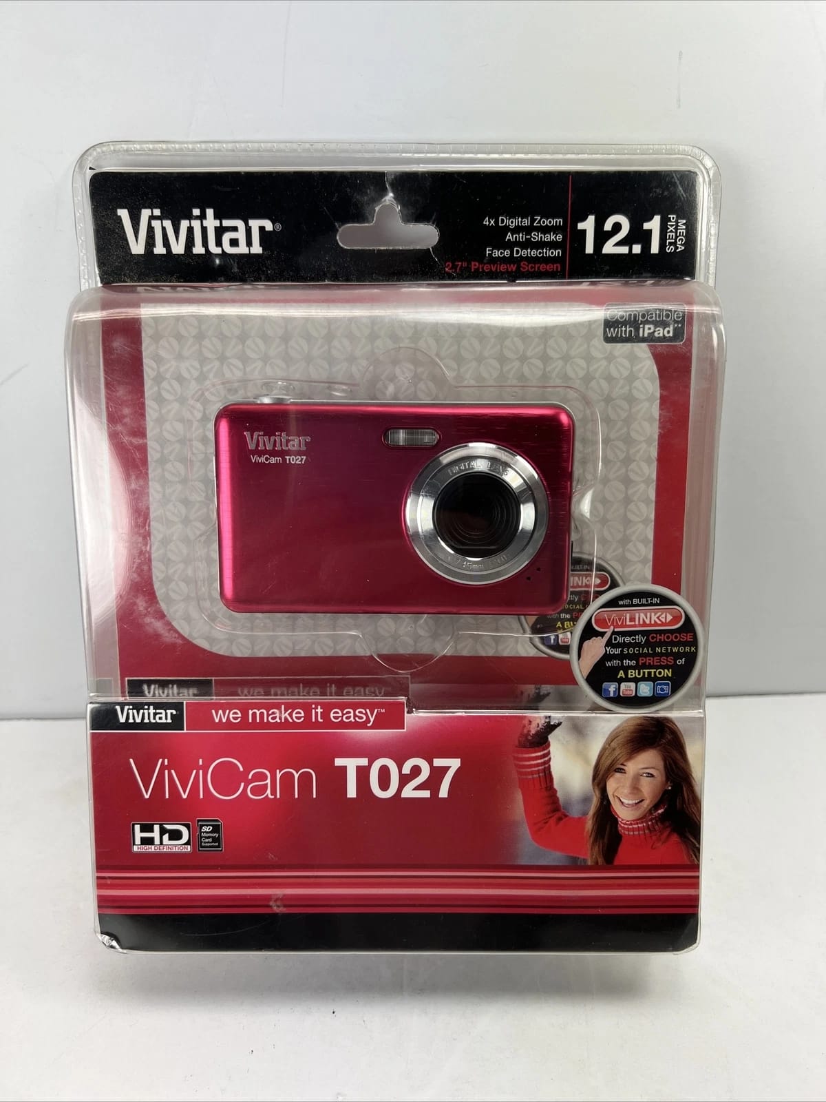 Vivitar ViviCam T027 Digital Cameras Red New Body Only