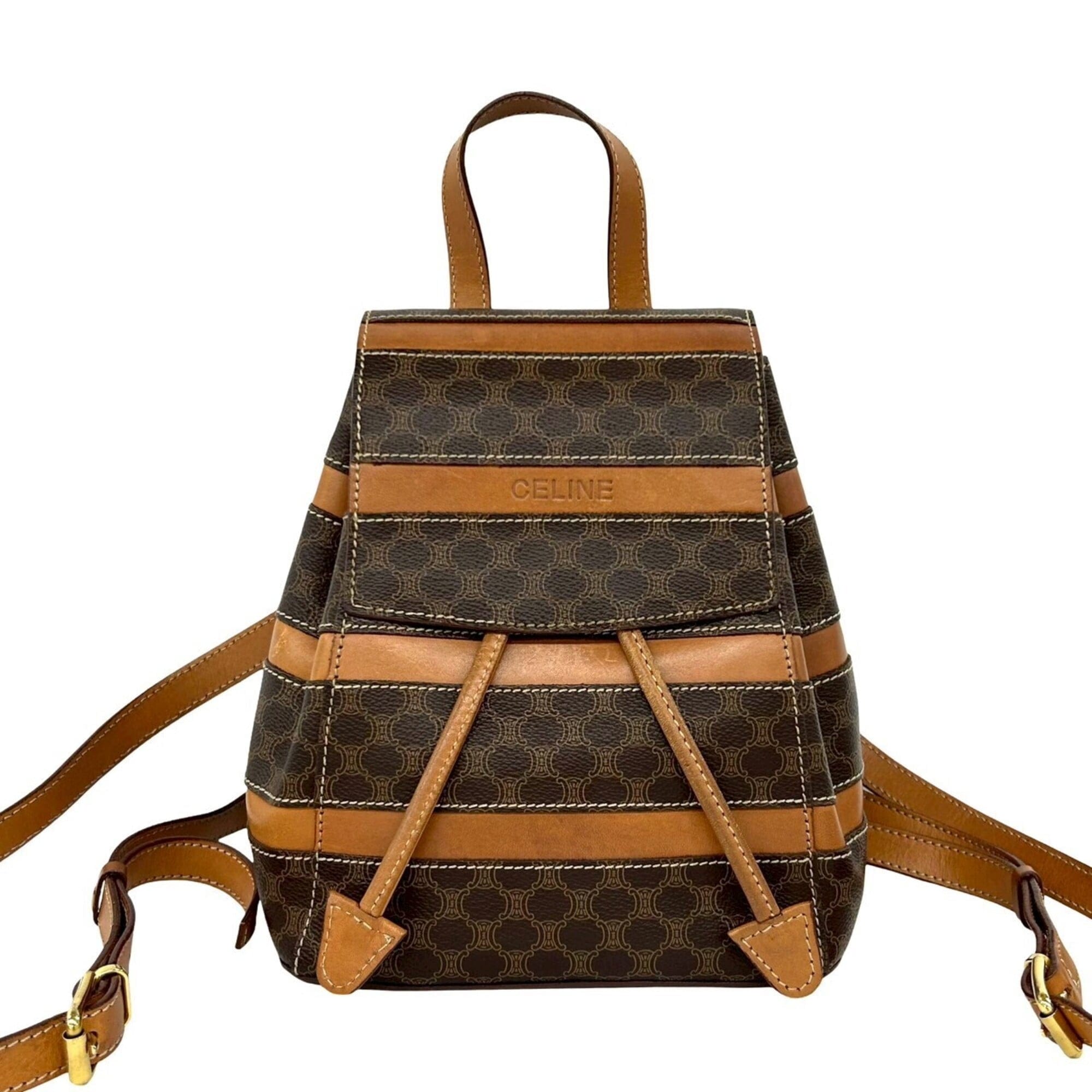 Celine Triomphe Backpack Women's bags Mini Brown Coated Canvas New