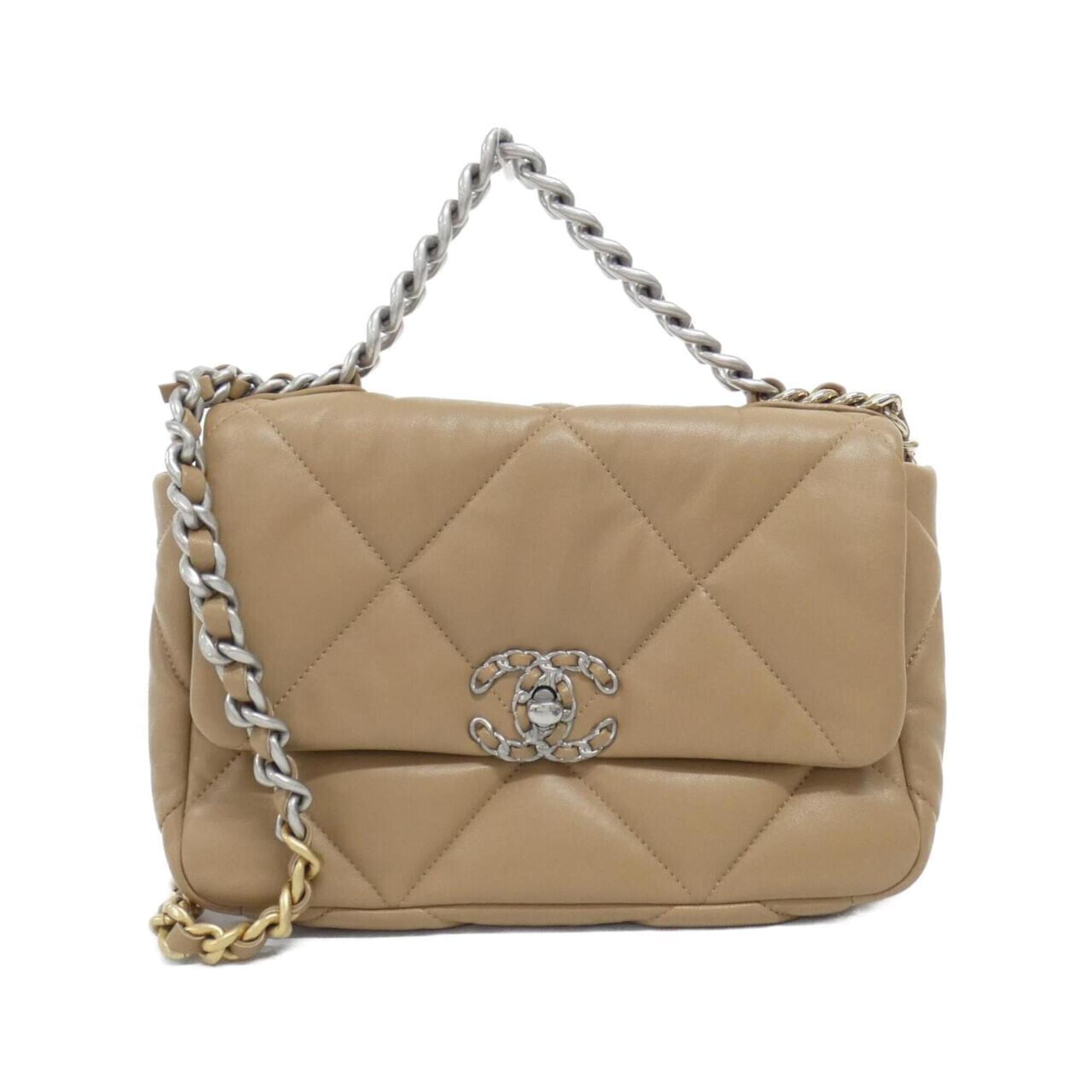 Chanel Chanel 19 Women's bags Standard (As1160) Beige Calfskin Ruthenium Used - Good
