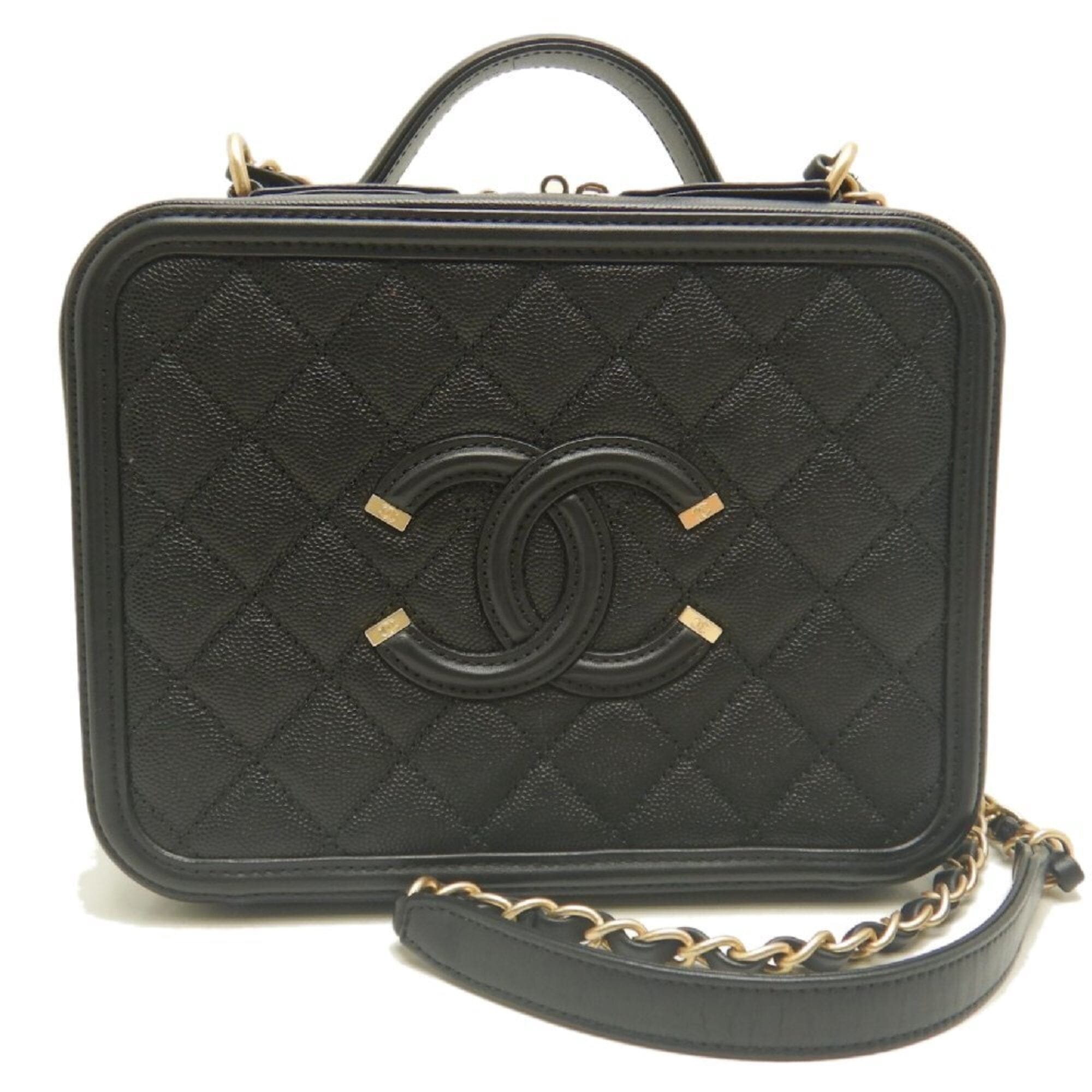 Chanel Vanity Case Women's bags Unspecified Purple Caviar (Grained Calfskin) Used - Good