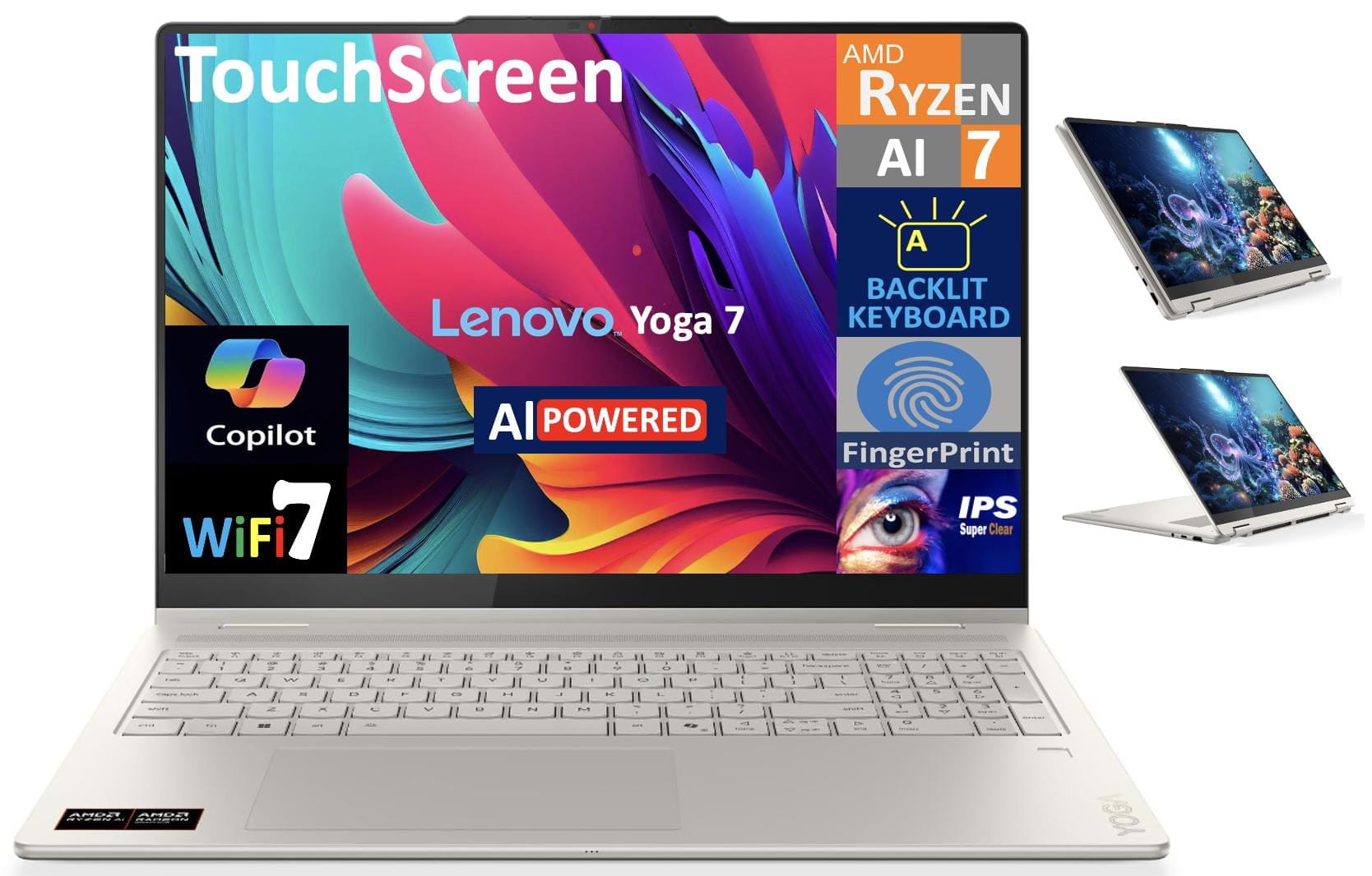 Lenovo Yoga AI Powered 2-in-1 Laptop Computers