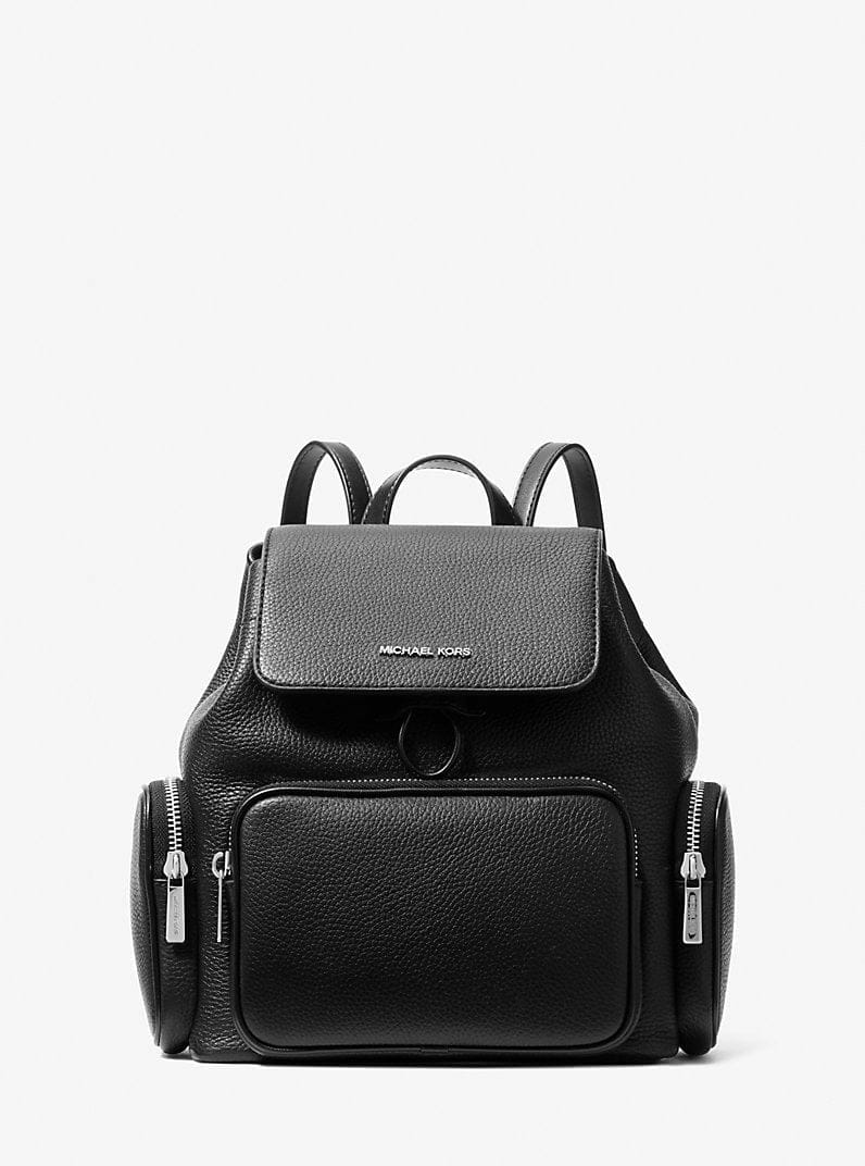 Michael Kors Merritt Women's bags Black Pebbled Leather Cargo Backpack Small New