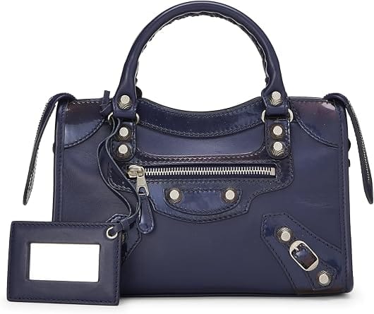 Balenciaga City Shoulder Bag Women's bags Unspecified Navy Calfskin Mini Silver New