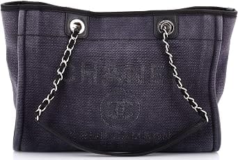 Chanel Deauville Tote Women's bags Small Beige Canvas Silver New