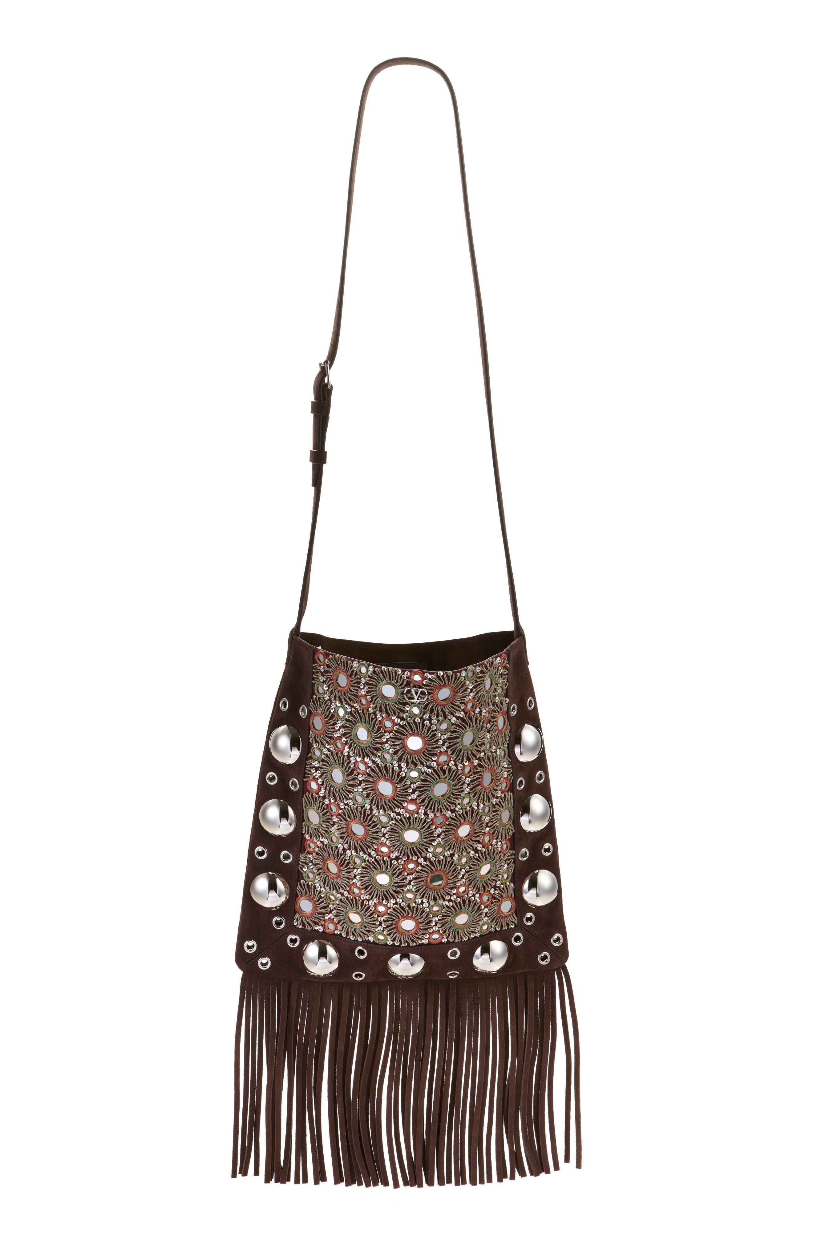 Valentino Garavani Nellcôte Shoulder Bag Women's bags Brown Suede New