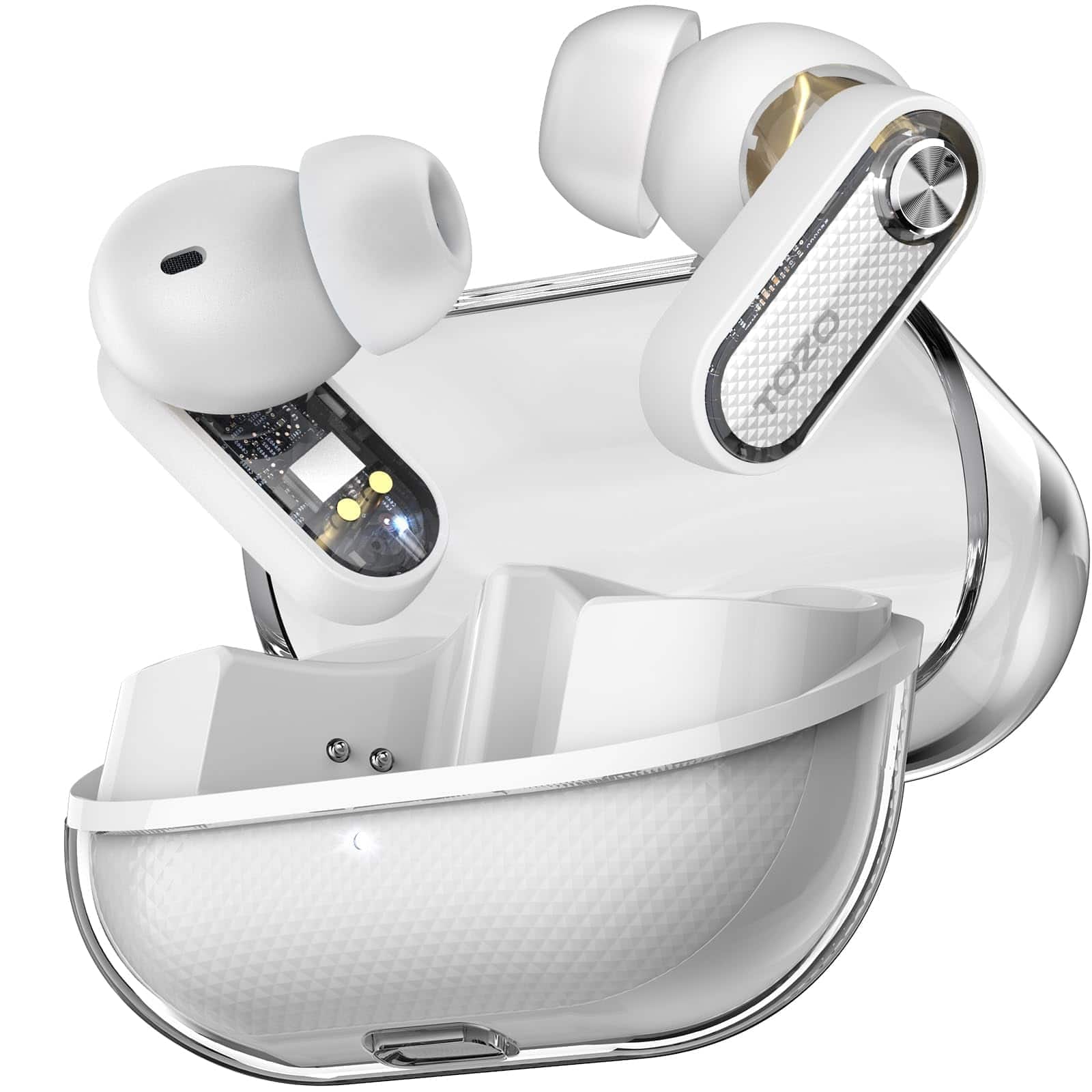 TOZO Crystal Pods Headphones & Earbuds White New
