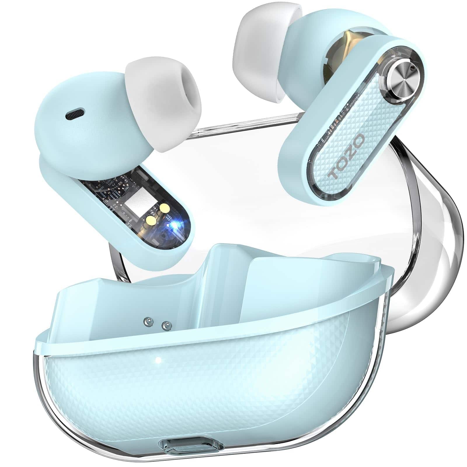 TOZO Crystal Pods Headphones & Earbuds White New