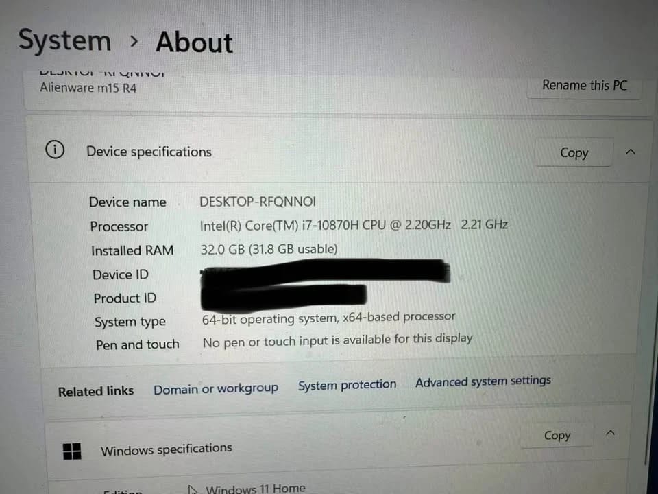 Dell Alienware m15 R4 Computers 1000GB 16GB Refurbished - Excellent